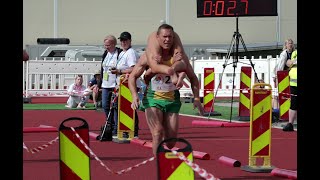 2024 WifeCarrying World Championship Lithuanian V Kirkliauskas amp N Kirkliauskienes victory run [upl. by Toma]