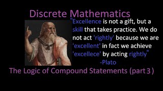 21 Discrete Mathematics part 3 The Logic of Compound Statements nor but negation [upl. by Anitsrihc]