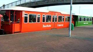 Langeoog Inselbahn vom Hafen Abfahrt in den Ort [upl. by Lady]