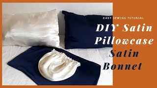 HOW TO SEW A SATIN PILLOWCASE SATIN BONNET  Easy sewing tutorial [upl. by Filip]