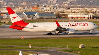 Austrian 767300 Business amp Economy Class from Boston 🇺🇸 to Vienna 🇦🇹  KM TV [upl. by Samtsirhc]