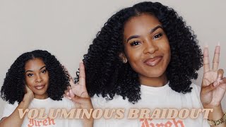 VOLUMINOUS BRAID OUT ROUTINE ON NATURAL HAIR  MOISTURIZED AND DEFINED  EASY AS 123 [upl. by Aryek433]