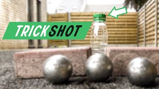 BOTTLE CAP CHALLENGE  PETANQUE TRICK SHOT [upl. by Ovatsug]