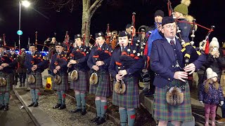 Massed Pipes amp Drums circle perform quotHighland Cathedralquot during 2020 Burns Celebrations in Scotland [upl. by Rao]