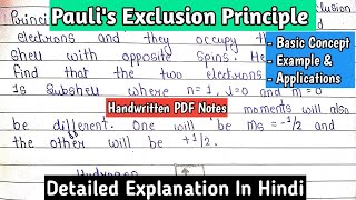 Pauli Exclusion Principle with Example  Importants amp Applications  inorganicchemistry bscnotes [upl. by Jecon]