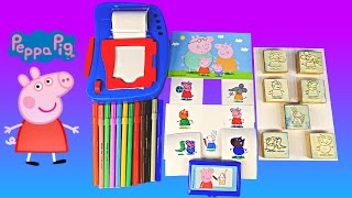 Peppa Pig Wooden Stamp and Sticker Dispenser Activity Set [upl. by Siraj834]