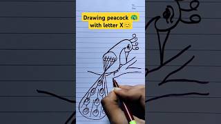 how to draw peacock 🦚 easily with letter Xshorts [upl. by Notnilc]