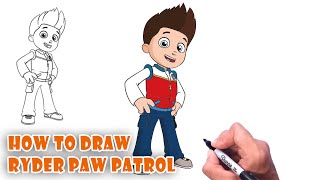 PAW Patrol Drawing Easy How to Draw Ryder from PAW Patrol Step by Step 🐾 [upl. by Peoples]