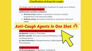 Expectorants and Antitussive Agents In One Shot  Drugs For Cough  Final Hour Revision [upl. by Llamaj]