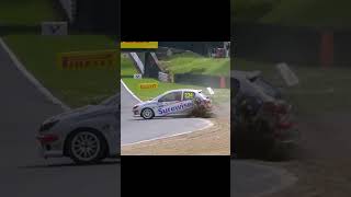 Near miss at Brands Hatch  Spin amp Crash into the brake marker board crash carcrashes motorsport [upl. by Nihhi]