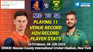 NED vs SA Dream11 Prediction NED vs SA Prediction  Netherlands vs South Africa 16TH World Cup 2024 [upl. by Ennaeerb]