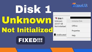 How to Fix Disk 1 Unknown Not Initialized Issue Solved [upl. by Hakvir]