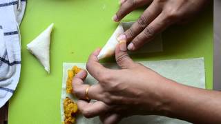 How to fold samosa using spring roll sheets [upl. by Doralynn662]