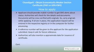 Chandigarh  Obtain Economically Weaker Section Certificate EWS Or GENEWS [upl. by Lenahtan871]