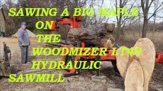 Sawing a big Maple on the Woodmizer LT40 hydraulic sawmill [upl. by Garin]