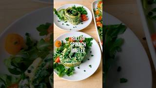 ROLLED SPINACH OMELET Simple ingredients quick process centerpieceworthy brunch presentation [upl. by Wyn]