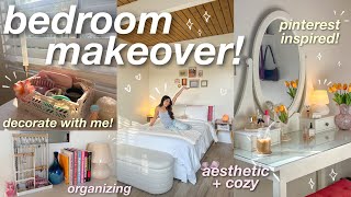 BEDROOM MAKEOVER ⭐️ aesthetic  cozy pinterest inspired decorating organizing etc 🪴 [upl. by Kinsler]