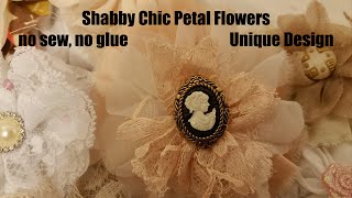 Fabric Flower Diy Shabby Chic tutorial chiffon lace organza flower hair pin singed flower [upl. by Horne]