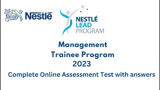 Nestle Lead Management Trainee Program Assessment Test 2023 Complete Placement Test for Engineers [upl. by Asehr]