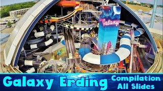 ALL BIG INDOOR WATER SLIDES at Galaxy Erding Compilation [upl. by Ninetta583]