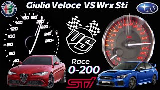 0200 Alfa Romeo Giulia Veloce 20 Turbo 280 Hp VS Subaru WRX STI 25T 300 Ps Speed acceleration [upl. by Selrahc648]