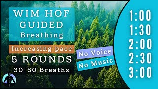 WIM HOF Guided Breathing  30 to 50 Breaths 5 Rounds Increasing Pace  To 300min No Voice No Music [upl. by Akimahs]