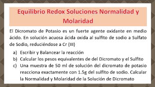 Balanceo Redox Normalidad y Molaridad [upl. by Magnien]