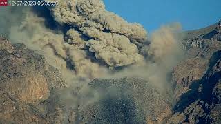 Rocks seen thrown from latest Strombolian Eruption at Semeru Volcano Dec 7 2023 [upl. by Lemak]