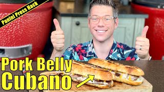 Panini press Cubano SECRET revealed AMAZING Cuban pork belly sandwich on the Kamado Joe [upl. by Schonfeld]