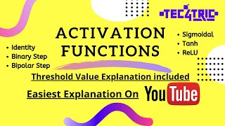 Activation Functions in Neural Networks Identity Binary amp Bipolar Step Sigmoidal Tanh ReLU [upl. by Lynnet694]