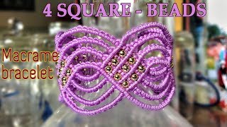 Macrame tutorial for bracelet  The 4 square of beads  Step by step guide by Tita [upl. by Liscomb248]