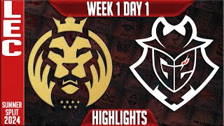 MDK vs G2 Highlights  LEC W1D1 Summer 2024  MAD Lions KOI vs G2 Esports Week 1 Day 1 [upl. by Birgit988]