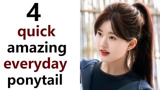 4 best easy ponytail  everyday high pony hairstyle  hairstyle for college [upl. by Zebedee]