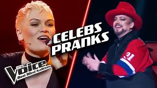 Unexpected CELEBRITY PRANKS on The Voice [upl. by Wolfie]