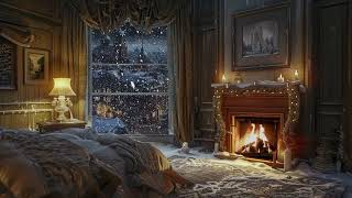 Relaxing Piano Tunes with Snowflakes Dancing at the Window and Crackling Fire Sounds [upl. by Tamsky]