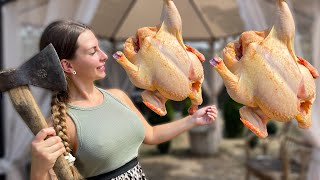 Whole Fried Chicken Recipe l Relaxing Cooking in Village ASMR [upl. by Ybbed]