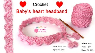 Crochet babys heart headband [upl. by Liebman]