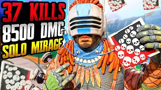 SOLO MIRAGE 37 KILLS amp 8500 DAMAGE IN ABSOLUTELY INSANE TWO GAMES Apex Legends Gameplay [upl. by Ellehcen32]