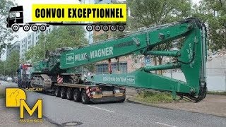 LIEBHERR BAGGER SCHWERTRANSPORT  954 LONGFRONT ACTROS SEELAND [upl. by Kcirdneh855]