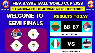 🔴1 Team Qualified Semi finals All Results Fiba world cup 2023 Today  As Of 5 September 2023 [upl. by Hanaj]