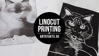 Linocut Printmaking by Artefakts Jambu The Cat [upl. by Jessy]