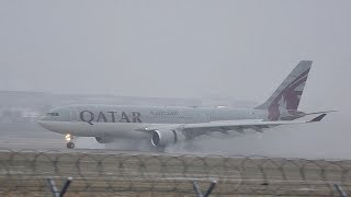 Qatar Amiri Flight Airbus A330203 A7HJJ Wet Runway arrival at Munich Airport SIKO 2018 [upl. by Adnoloy]