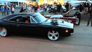 1968 dodge charger burnout  The Power Big Meet Autotec Sweden [upl. by Ihculo]