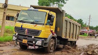 Tippers Formation of Line Heavy Loaded tipper in Potholes  Lorry Truck videos  Tipper Lorry Truck [upl. by Ellynn599]