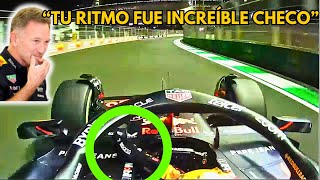 Lo Que No Viste Checo Pérez Felicitando a Verstappen  Team Radio Post Carrera [upl. by Alleen430]