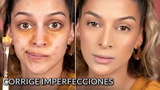 COMO CUBRIR ACNÉ MANCHAS OJERAS E IMPERFECCIONES CON MAQUILLAJE [upl. by Novel]