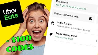 Uber Eats 100 Promo Code USUKCA And more  Uber Eats Free Food Method 2024 [upl. by Oiramel373]