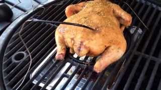 Smoking a whole chicken on the akorn char griller grill [upl. by Carine]