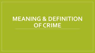 Meaning amp Definition of Crime [upl. by Orapma]