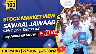 Ep193 Stock Market View and Sawaal Jawaab with Trades Discussion by Avadhut Sathe [upl. by Ffilc]